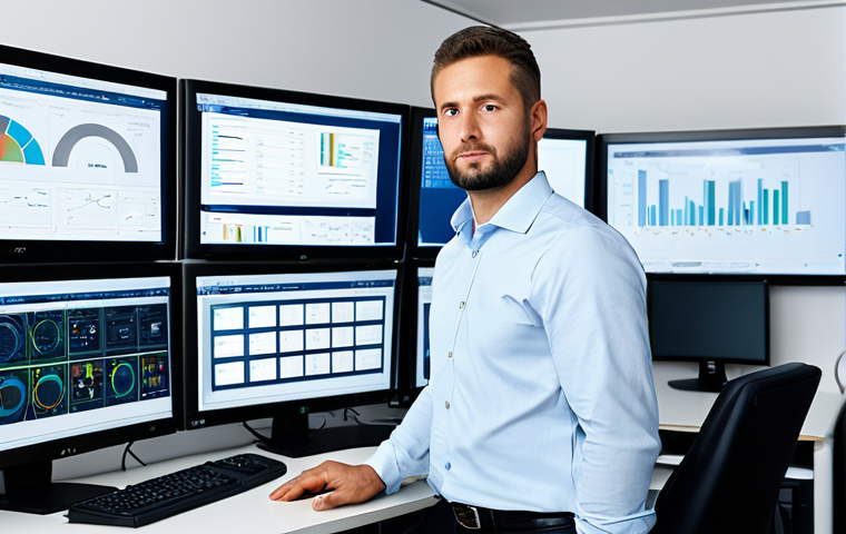 Network Administrator in an Office**

"A professional network administrator, fully clothed in business casual attire, standing in a modern office environment with multiple monitors displaying network monitoring dashboards, safe for work, appropriate content, perfect anatomy, correct proportions, well-formed hands, proper finger count, professional."

**